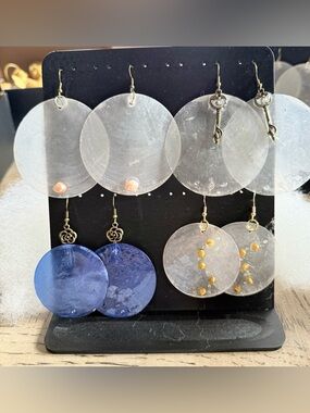 4 pair capiz shell hypoallergenic earrings crafted with CZ & freshwater pearls